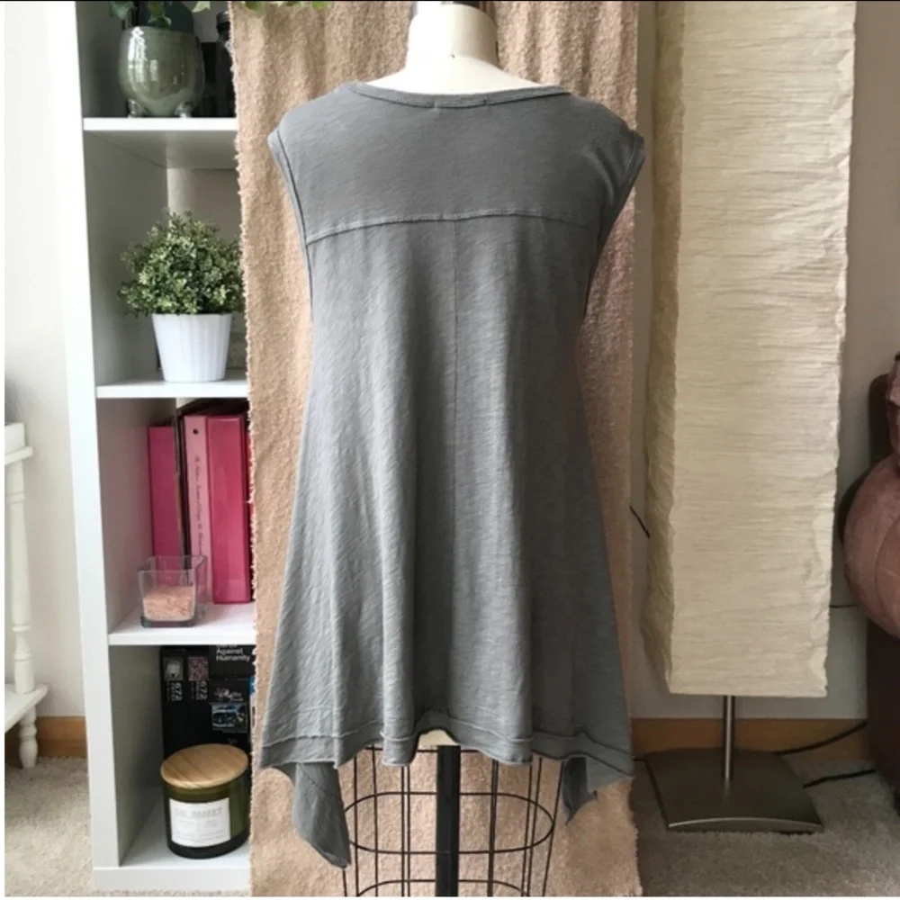 Women's Promesa Asymmetrical Trapeze Cotton Modal Tank Top In Olive Green - Picture 8 of 13